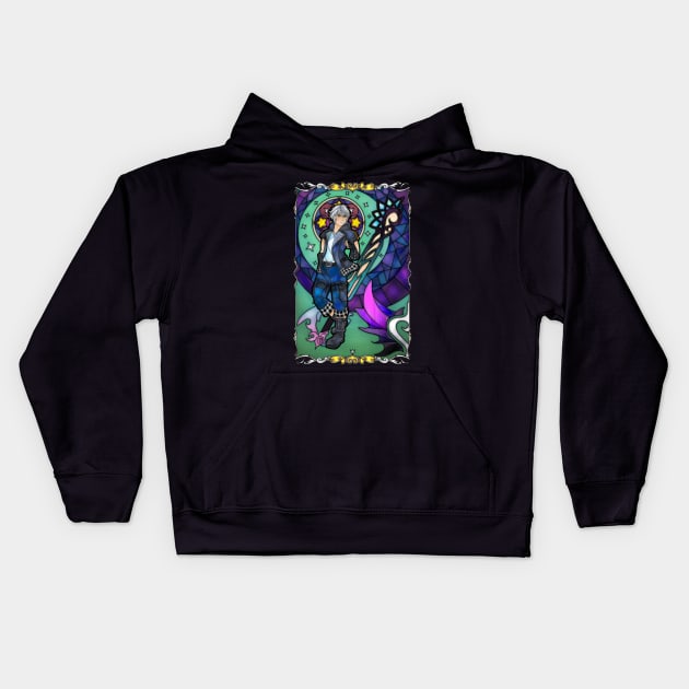 Kingdom Hearts 3 Riku Stained Glass Kids Hoodie by Ranefea